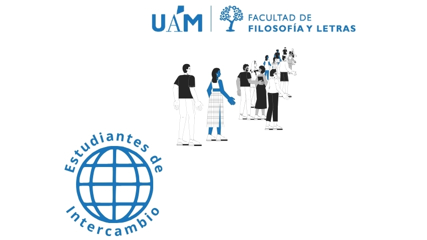 Imagen con un dibujo de alumnos y alumnas dirigiéndose en fila a una bola del mundo 